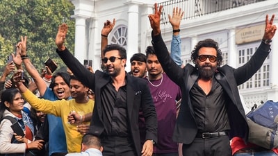 The trailer for Animal is finally out after making fans wait for several months since its announcement. As the team of film Animal, including Ranbir Kapoor and Bobby Deol, arrived in Delhi for its trailer launch on Thursday, a sea of fans gathered outside the venue, where the event was to take place. (PTI) The trailer for Animal is finally out after making fans wait for several months since its announcement. As the team of film Animal, including Ranbir Kapoor and Bobby Deol, arrived in Delhi for its trailer launch on Thursday, a sea of fans gathered outside the venue, where the event was to take place. (PTI)