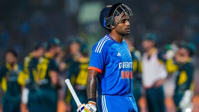 India's captain Suryakumar Yadav walks towards the pavilion after being dismissed by Australia's Jason Behrendorff (PTI) India's captain Suryakumar Yadav walks towards the pavilion after being dismissed by Australia's Jason Behrendorff (PTI)