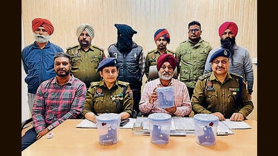 The accused in police custody in Ludhiana. (HT PHOTO)