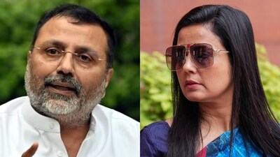 BJP MP Nishikant Dubey (L). TMC MP Mahua Moitra (R) BJP MP Nishikant Dubey (L). TMC MP Mahua Moitra (R)