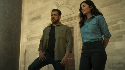 Salman Khan and Katrina Kaif in a still from Tiger 3.