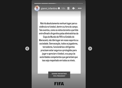 Gianni Infantino's Instagram story Gianni Infantino's Instagram story