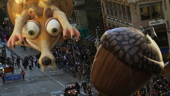 Ice Age’s Scrat was still chasing his acorn during the 93rd Macy’s Thanksgiving Day Parade in New York on November 23, 2017. Millions applauded marching bands, elaborate floats and enormous tethered balloons in New York’s traditional Macy’s Thanksgiving Day parade, packing sidewalks as Thanksgiving festivities dotted the US. Elsewhere, community feasts and Black Friday deals brought shoppers out in large numbers.