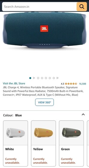 All colours of this JBL speaker went out of stock on Amazon. All colours of this JBL speaker went out of stock on Amazon.
