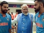 A video grab shows Prime Minister Narendra Modi consoling cricketers Rohit Sharma and Virat Kohli A video grab shows Prime Minister Narendra Modi consoling cricketers Rohit Sharma and Virat Kohli