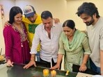Katrina Kaif shares happy picture from father-in-law Sham Kaushal's birthday celebration. Katrina Kaif shares happy picture from father-in-law Sham Kaushal's birthday celebration.