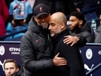 Manchester City manager Pep Guardiola with Liverpool manager Juergen Klopp (File photo)