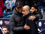  Manchester City manager Pep Guardiola with Liverpool manager Juergen Klopp 