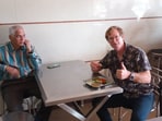 The image shows Jonty Rhodes enjoying snacks while visiting Bengaluru. The image shows Jonty Rhodes enjoying snacks while visiting Bengaluru.