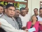 Martyr Captain Shubham Gupta's mother broke down as she was made to pose with cheques in front of cameras. 
