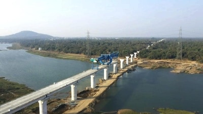 Works of first river bridge on bullet train corridor gain momentum Works of first river bridge on bullet train corridor gain momentum