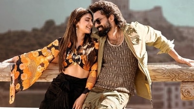 Sreeleela and Vaisshnav Tej in a still from Aadikeshava Sreeleela and Vaisshnav Tej in a still from Aadikeshava