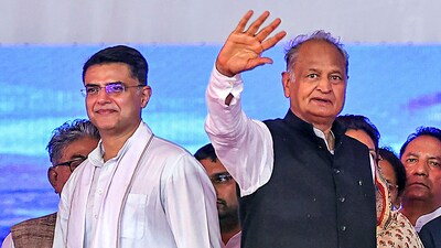 Rajasthan Chief Minister Ashok Gehlot with Congress leader Sachin Pilot. (PTI) Rajasthan Chief Minister Ashok Gehlot with Congress leader Sachin Pilot. (PTI)