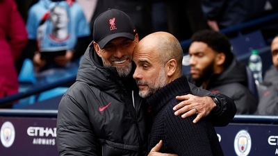 Manchester City manager Pep Guardiola with Liverpool manager Juergen Klopp (Action Images via Reuters)