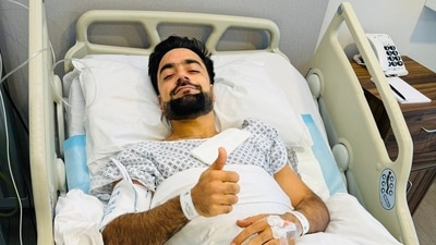 Rashid Khan after undergoing surgery (Rashid Khan/X) Rashid Khan after undergoing surgery (Rashid Khan/X)