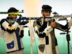 Aishwary Pratap Singh Tomar, center, takes part at the 19th Asian Games in Hangzhou, Aishwary Pratap Singh Tomar, center, takes part at the 19th Asian Games in Hangzhou,