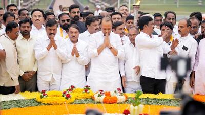Ajit Pawar at the Yashwantrao Chavan’s memorial in Karad to commemorate the freedom fighter’s death anniversary on Saturday. (HT PHOTO) Ajit Pawar at the Yashwantrao Chavan’s memorial in Karad to commemorate the freedom fighter’s death anniversary on Saturday. (HT PHOTO)