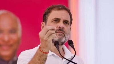 Congress leader Rahul Gandhi at a public meeting in Rajasthan. (ANI) Congress leader Rahul Gandhi at a public meeting in Rajasthan. (ANI)