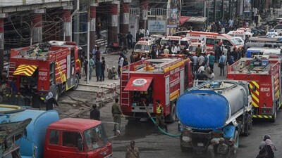 Karachi Mall Fire: Firefighters douse the fire at a shopping mall in Karachi. (AFP) Karachi Mall Fire: Firefighters douse the fire at a shopping mall in Karachi. (AFP)