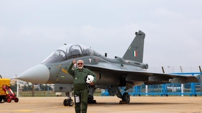 Sharing pictures on X, Modi wrote, “Successfully completed a sortie on the Tejas. The experience was incredibly enriching, significantly bolstering my confidence in our country's indigenous capabilities, and leaving me with a renewed sense of pride and optimism about our national potential” (NarendraModi/Twitter) Sharing pictures on X, Modi wrote, “Successfully completed a sortie on the Tejas. The experience was incredibly enriching, significantly bolstering my confidence in our country's indigenous capabilities, and leaving me with a renewed sense of pride and optimism about our national potential” (NarendraModi/Twitter)