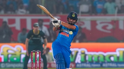 India's Rinku Singh plays a shot during the IND vs AUS 1st T20I in Visakhapatnam. (PTI) India's Rinku Singh plays a shot during the IND vs AUS 1st T20I in Visakhapatnam. (PTI)