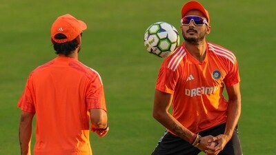 Axar Patel during a practice session ahead of the second T20 against Australia in Thiruvananthapuram (PTI) Axar Patel during a practice session ahead of the second T20 against Australia in Thiruvananthapuram (PTI)