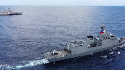 The United States and Philippines conducted joint air and maritime patrols in the South China Sea. (AP)