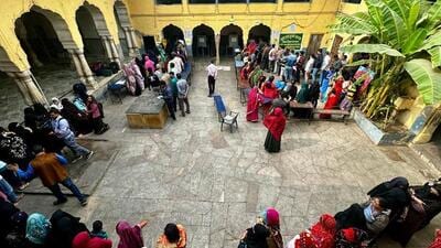 Polling held at Ghersaiwad area in Rajasthan’s Jaipur (HT Photo) Polling held at Ghersaiwad area in Rajasthan’s Jaipur (HT Photo)