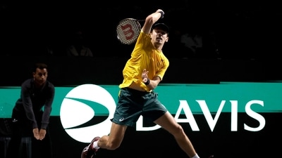 Davis Cup - Australia's Alex de Minaur in action in the semi-final against Finland's Emil Ruusuvuori (REUTERS)