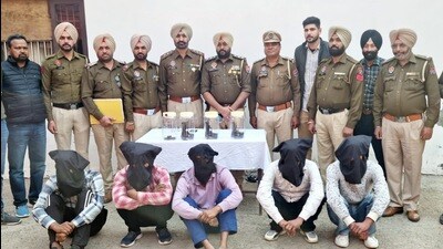 The accused in the police custody in Patiala on Saturday. (HT photo)