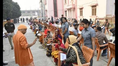 U.P. CM Yogi Adityanath listening to people’s problems at a Janata Darshan event in Gorakhpur on Nov 25. (HT file) U.P. CM Yogi Adityanath listening to people’s problems at a Janata Darshan event in Gorakhpur on Nov 25. (HT file)