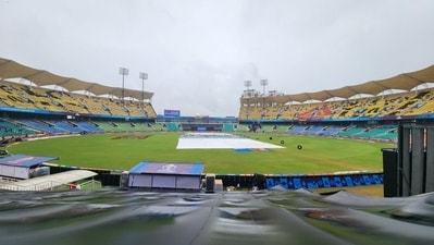 Covers at Greenfield Stadium during India's World Cup warm-up match against Netherlands (BCCI)