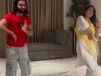 The image shows Janhvi Kapoor and Orry dancing to Pinga. The image shows Janhvi Kapoor and Orry dancing to Pinga.