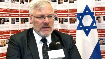 Israel's ambassador to India Naor Gilon speaks to the media on Israel banning Lashkar-e-Taiba to mark the 15th year of the 26/11 Mumbai terror attacks on Friday. (ANI Photo) Israel's ambassador to India Naor Gilon speaks to the media on Israel banning Lashkar-e-Taiba to mark the 15th year of the 26/11 Mumbai terror attacks on Friday. (ANI Photo)