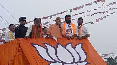 Chief minister yogi Adityanath during a roadshow in poll-bound Telangana on Sunday (sourced) Chief minister yogi Adityanath during a roadshow in poll-bound Telangana on Sunday (sourced)