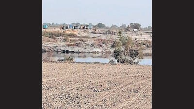 Illegal sand mining was being carried out in Bhalari village on a land that was already attached by the Enforcement Directorate (ED). (File) Illegal sand mining was being carried out in Bhalari village on a land that was already attached by the Enforcement Directorate (ED). (File)