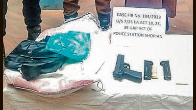 The arms, ammo recovered from the AGH terrorist. (ANI)