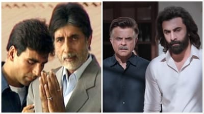 Amitabh Bachchan and Akshay Kumar in Ek Rishtaa; Anil Kapoor and Ranbir Kapoor in Animal. Amitabh Bachchan and Akshay Kumar in Ek Rishtaa; Anil Kapoor and Ranbir Kapoor in Animal.