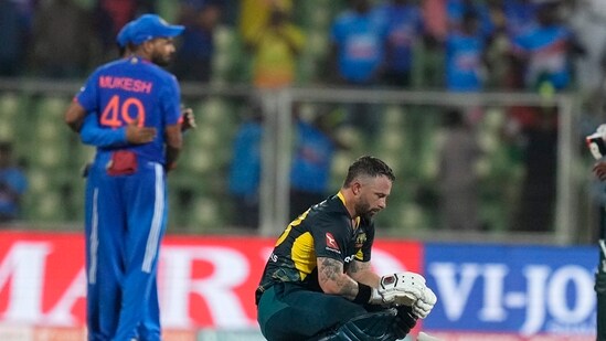 Matthew Wade reacts after India won the second T20 against Australia at the Greenfield International Stadium in Thiruvananthapuram(PTI)