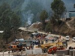General view of heavy machinery at the rescue operations site, after workers got trapped in a tunnel construction collapse in Uttarkashi, northern state of Uttarakhand, India, November 27.