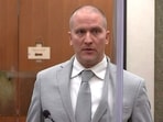 FILE PHOTO: Former Minneapolis police officer Derek Chauvin addresses his sentencing hearing and the judge as he awaits his sentence after being convicted of murder in the death of George Floyd in Minneapolis, Minnesota, U.S. June 25, 2021. Pool via REUTERS/File Photo