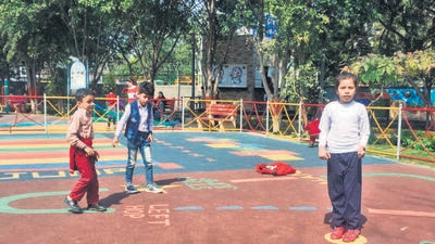 At present, only designated spaces for children exist in MCD parks at 1,300 sites. (HT PHOTO)