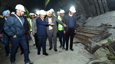 Principal Secretary to Prime Minister PK Mishra visits the Silkyara tunnel in Uttarkashi on Monday. (ANI) Principal Secretary to Prime Minister PK Mishra visits the Silkyara tunnel in Uttarkashi on Monday. (ANI)