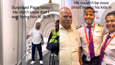 Children surprising their father on flight. (Instagram/@rikkigupta ) Children surprising their father on flight. (Instagram/@rikkigupta )