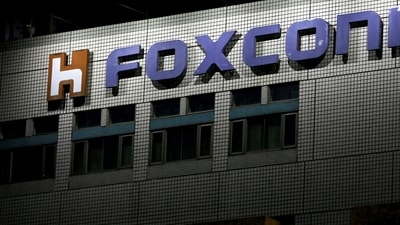 The logo of Foxconn is seen outside the company's building in Taipei, Taiwan, (REUTERS)