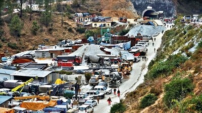 The scale of rescue operations around the Silkyara tunnel in Uttarkashi on Monday. (REUTERS)