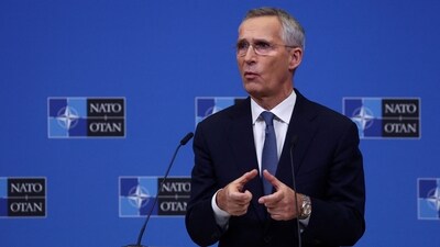 NATO Secretary-General Jens Stoltenberg holds a press conference. (Reuters)