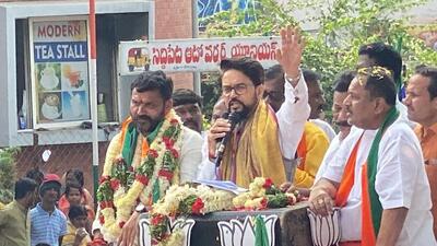 Union minister and BJP Anurag Thakur campaigning in Telangana (Twitter/@ianuragthakur) Union minister and BJP Anurag Thakur campaigning in Telangana (Twitter/@ianuragthakur)