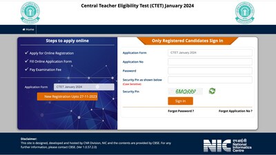 CTET January 2024 registration closes today (ctet.nic.in, screenshot) CTET January 2024 registration closes today (ctet.nic.in, screenshot)
