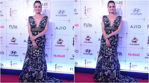 Dia Mirza poses on the red carpet at the Filmfare OTT Awards. (HT Photo/Varinder Chawla) Dia Mirza poses on the red carpet at the Filmfare OTT Awards. (HT Photo/Varinder Chawla)
